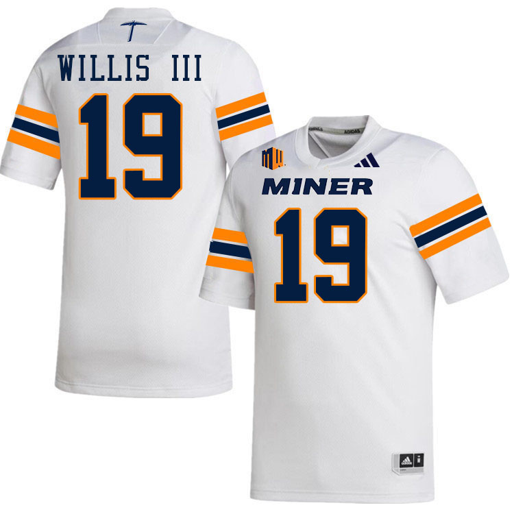 UTEP Miners #19 Eric Willis III College Football Jerseys,Uniforms-White